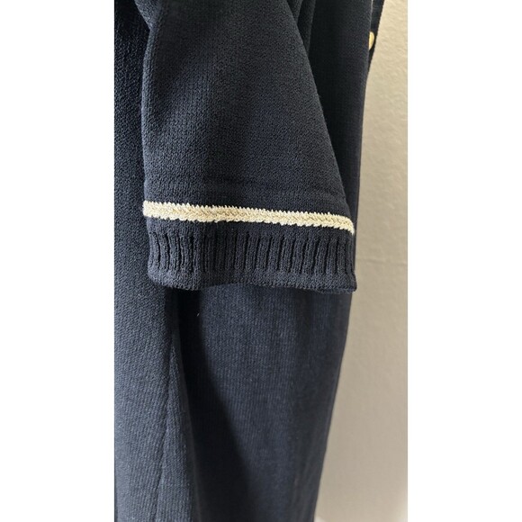 St John Sport Size XL Black Gold Trimmed Wool Blend Duster Cardigan Sweater - Picture 7 of 12